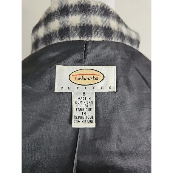 Talbots ~Woman Size 6 Petite~ White/Black Plaid Print Wool Blend Jacket Blazer. - Picture 2 of 12